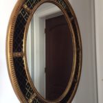 Black & Gold Glass Oval Mirror by Widdicomb 41'H x 32" W