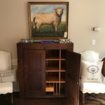 County Oak Caninet And Sheep Oil Painting