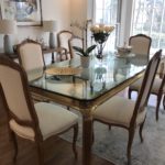 Mastercraft Style Brass And Glass Dining Table And 8 Chairs
