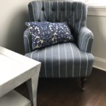 Blue And White Chair On Casters