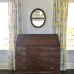 Charming Slant Top Desk And 4 Winows Of Drapes