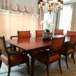 Harvest Dining Table 8 FT In Cherry With TEN Chairs & Zebra Beige Carpet