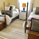 Pair Of Sweet Poster Beds, Creamy Stripe Wool Carpet