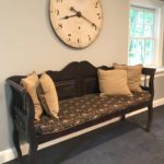 Long Bench With Upholstered Cushion And Great Clock!