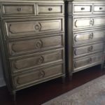Pair Of ZGallerie Chests With Gold Patina And Mirrored TOPS 40w, X 57h , 22d
