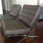 Pair Of ZGallerie Grey Leather Barcelona Chairs