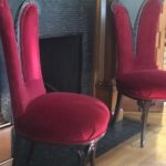 Pair Of Velvet Parlour Chairs Newly Upholstered