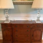 Console With Drawers Approx 4ft X 29in X 14 & Pair Restoration Hardware Glass Lamps