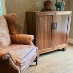 Bar Cabinet Opens To Much Storage Crate And Barrell, Wing Chair In Embossed Crock Leather
