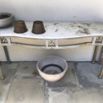 Marble And Iron Table Its Outside Potting Table