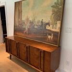 Large Equestrian Oil On MidCentury Credenza