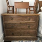 Country Pine Chest And Stark Blue And White Carpet Approx 10 X 12