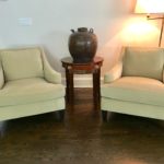 Pair Of Velvet Chairs And Nesting Tables , Lillian August