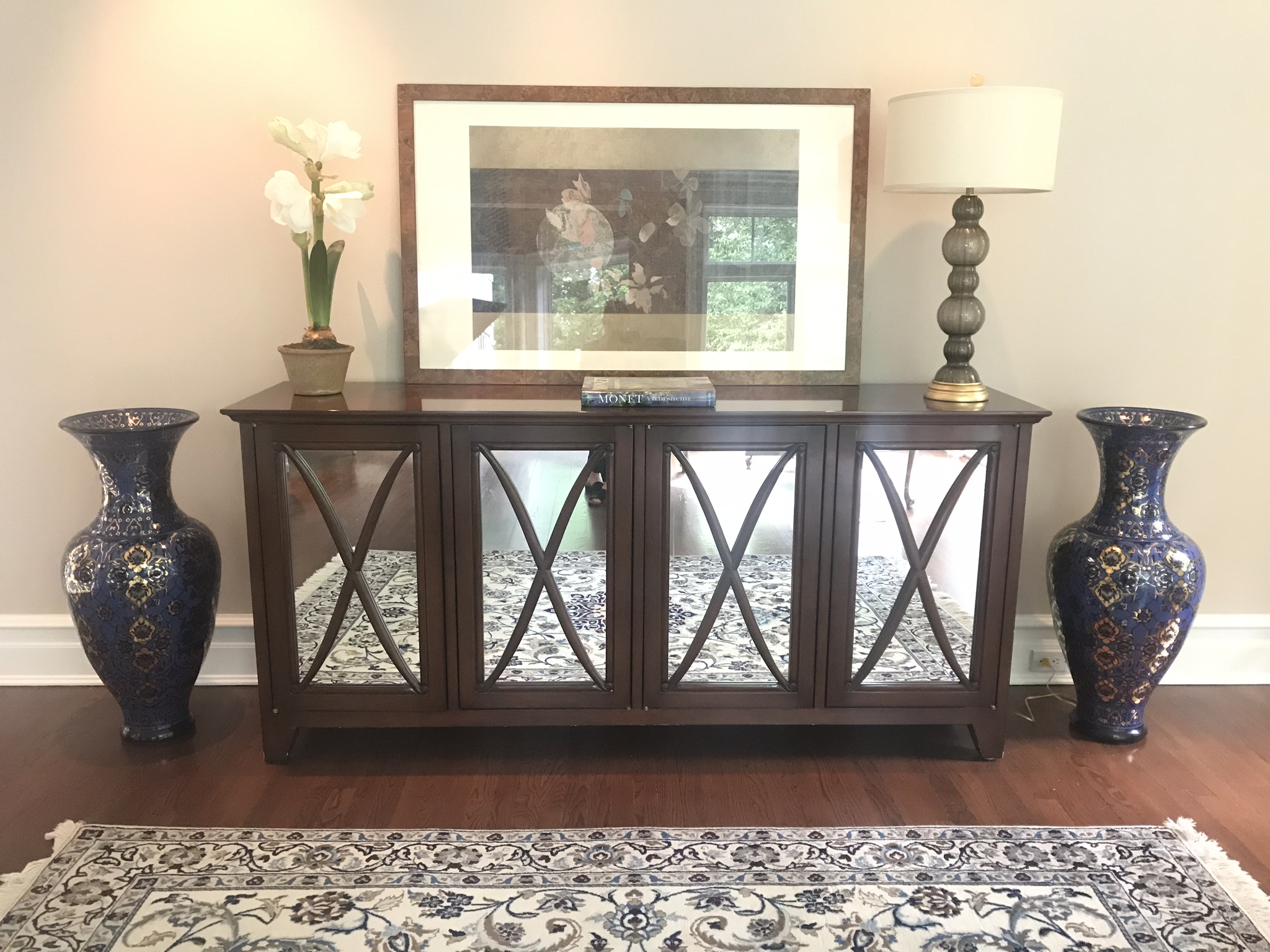 Lovely Mirrored Nancy Corzine Home Office Credenza or Console